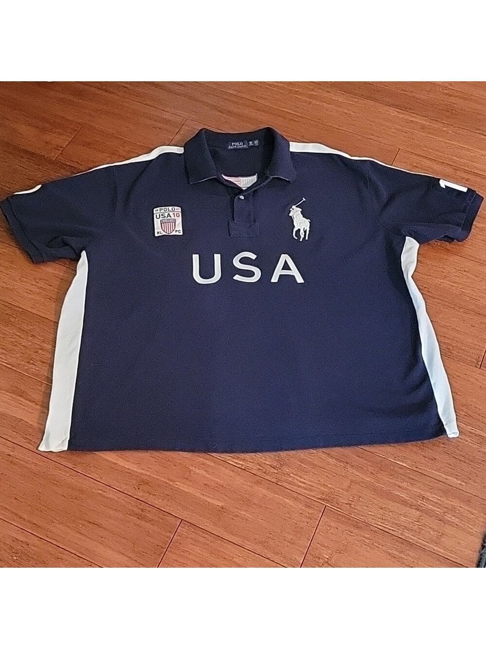 Polo By Ralph Lauren, Team USA #10, Polo Shirt, Navy, Size 4XB.